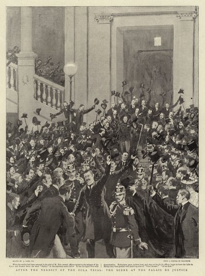 Después del Veredicto del Juicio de Zola, la Escena en el Palais de Justice de Joseph Nash